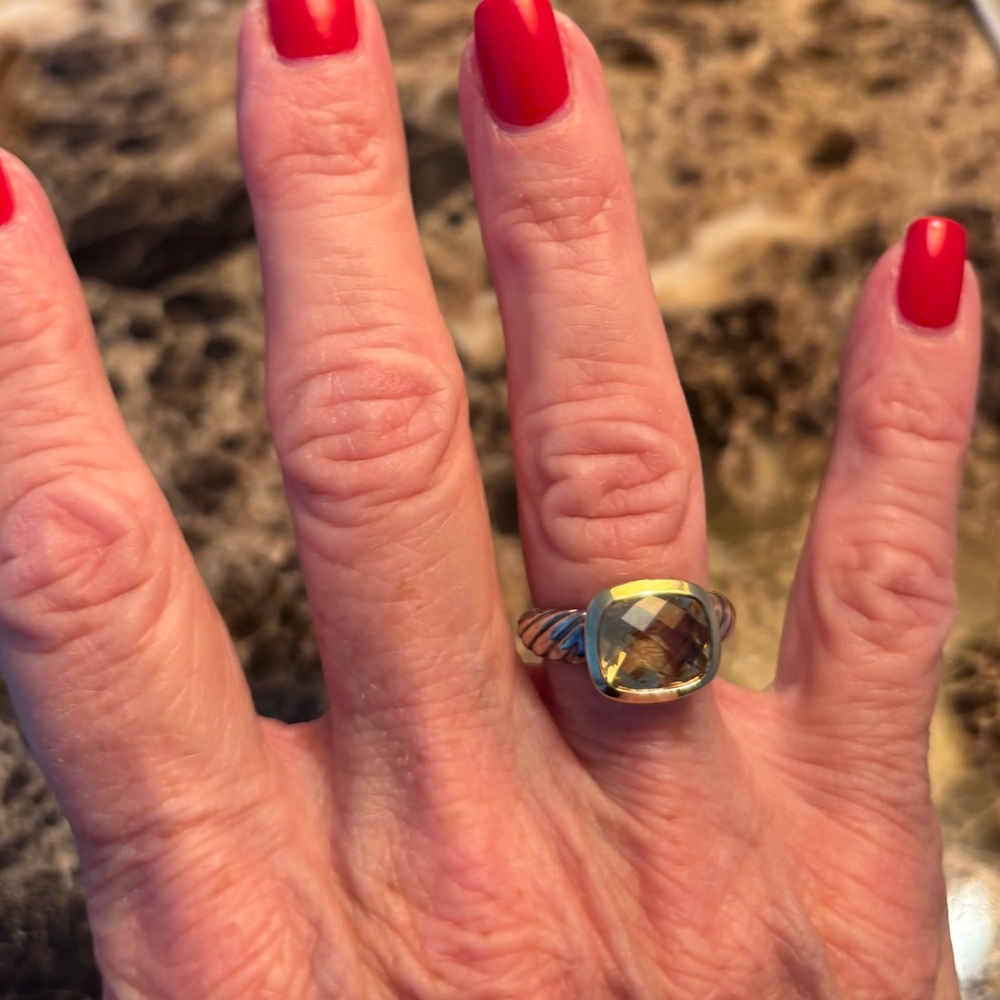 DAVID YURMAN CHAMPAGNE CITRINE GOLD & SILVER PETITE RING - Picture 4 of 5